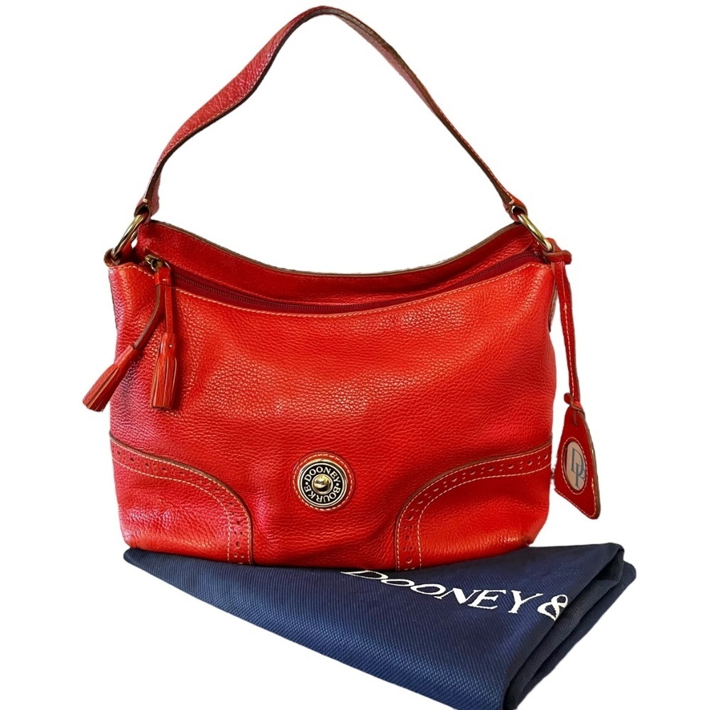 Dooney & Bourke Red Large Slouch French Leather Shoulder Bag Purse #RU776 - Picture 2 of 13